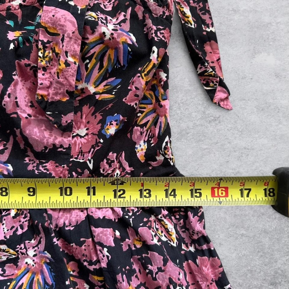 Cleobella Organic Cotton Floral Tie Shoulder Bubble Hem Mini Dress Black Pink - Picture 5 of 8